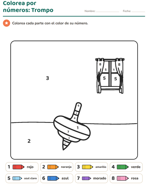 Vista previa de la hoja de Colorear por números para jardín infantil