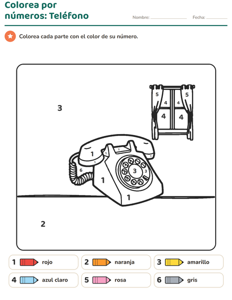 Vista previa de la hoja de Colorear por números para jardín infantil