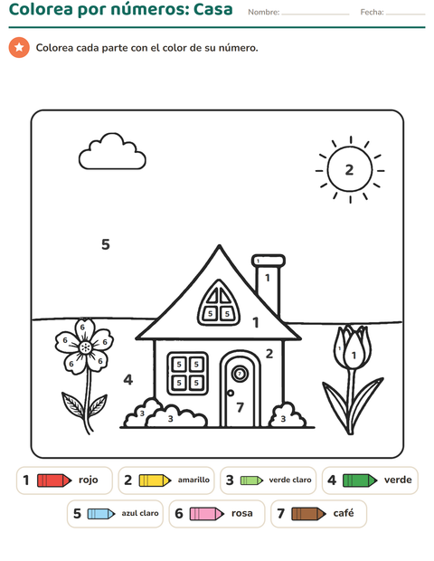 Vista previa de la hoja de Colorear por números para kínder