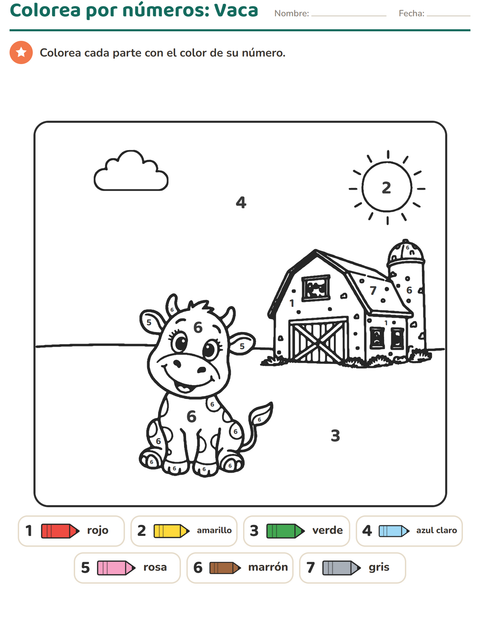 Vista previa de la hoja de Colorear por números para jardín infantil