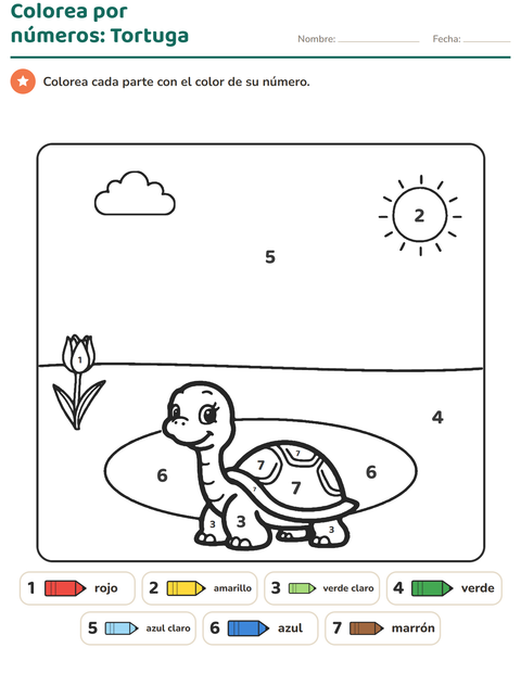 Vista previa de la hoja de Colorear por números para jardín infantil