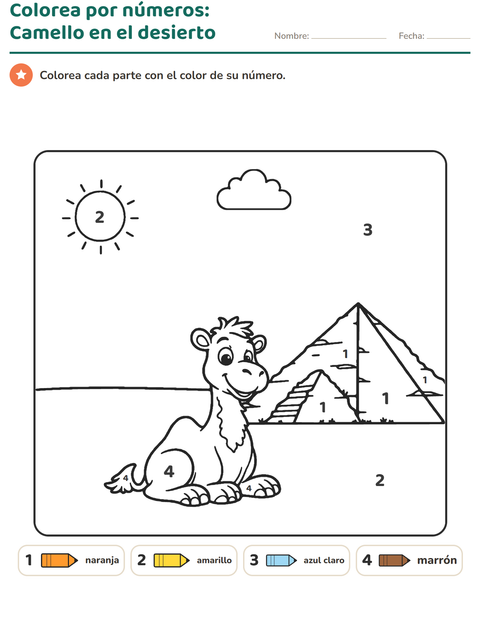 Vista previa de la hoja de Colorear por números para jardín infantil