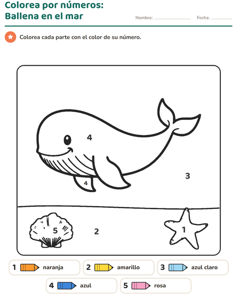 Vista previa de la hoja de Colorear por números para jardín infantil