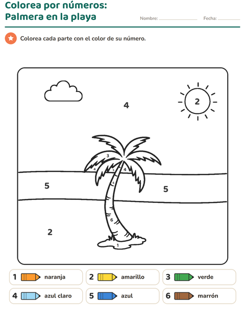 Vista previa de la hoja de Colorear por números para jardín infantil