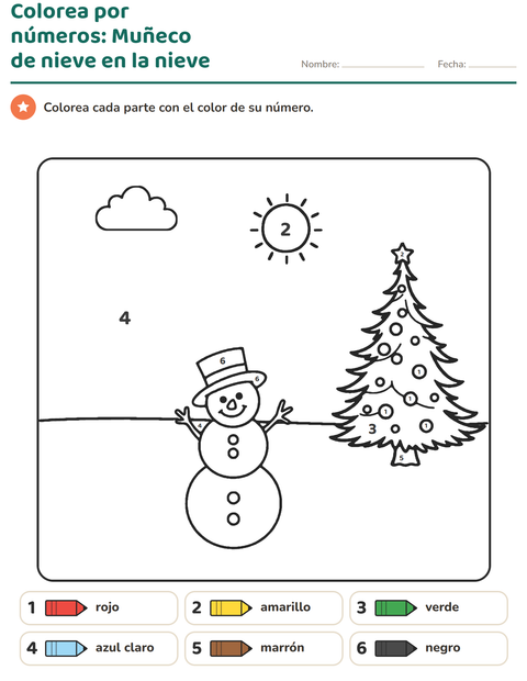 Vista previa de la hoja de Colorear por números para jardín infantil
