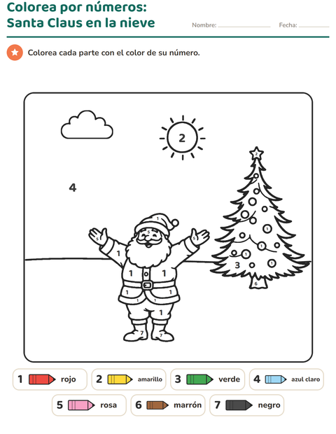 Vista previa de la hoja de Colorear por números para jardín infantil
