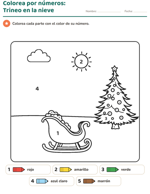 Vista previa de la hoja de Colorear por números para jardín infantil