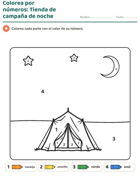 Vista previa de la hoja de Colorear por números para jardín infantil