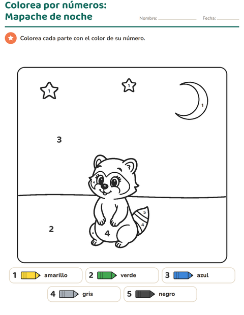 Vista previa de la hoja de Colorear por números para jardín infantil