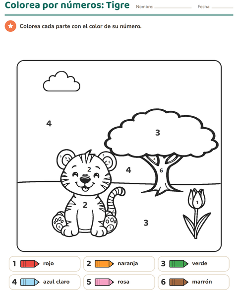 Vista previa de la hoja de Colorear por números para jardín infantil