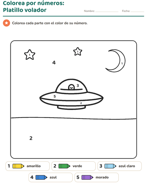 Vista previa de la hoja de Colorear por números para jardín infantil