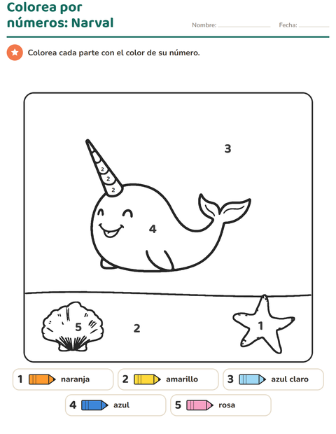Vista previa de la hoja de Colorear por números para jardín infantil
