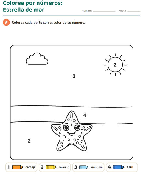 Vista previa de la hoja de Colorear por números para jardín infantil
