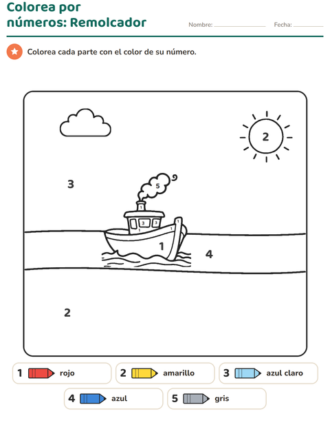 Vista previa de la hoja de Colorear por números para jardín infantil