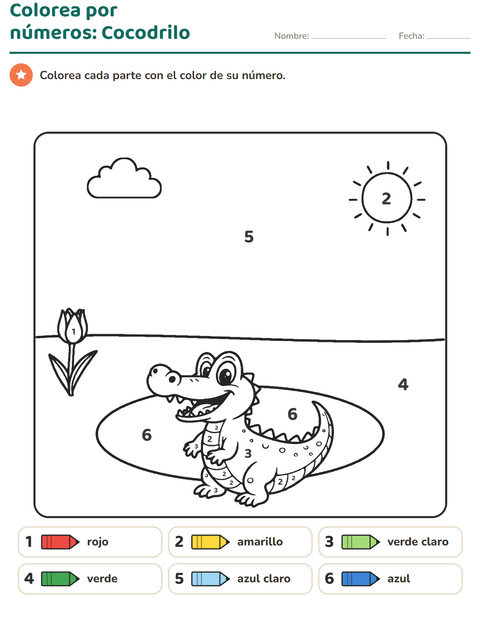 Vista previa de la hoja de Colorear por números para jardín infantil