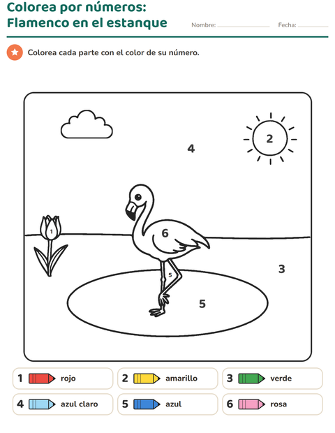 Vista previa de la hoja de Colorear por números para jardín infantil