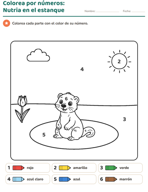 Vista previa de la hoja de Colorear por números para jardín infantil