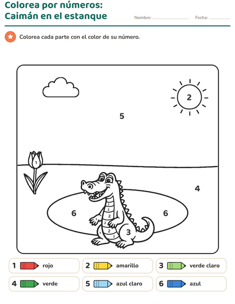 Vista previa de la hoja de Colorear por números para jardín infantil