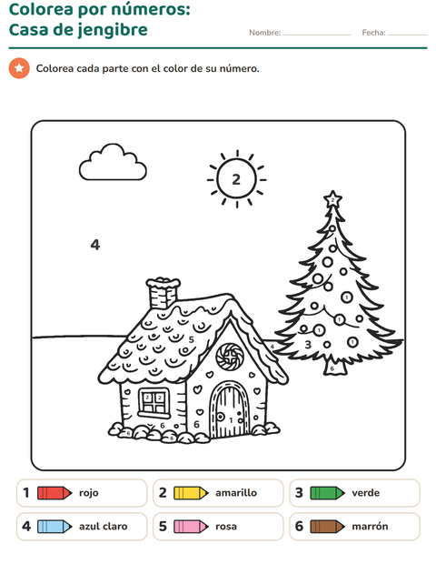 Vista previa de la hoja de Colorear por números para jardín infantil