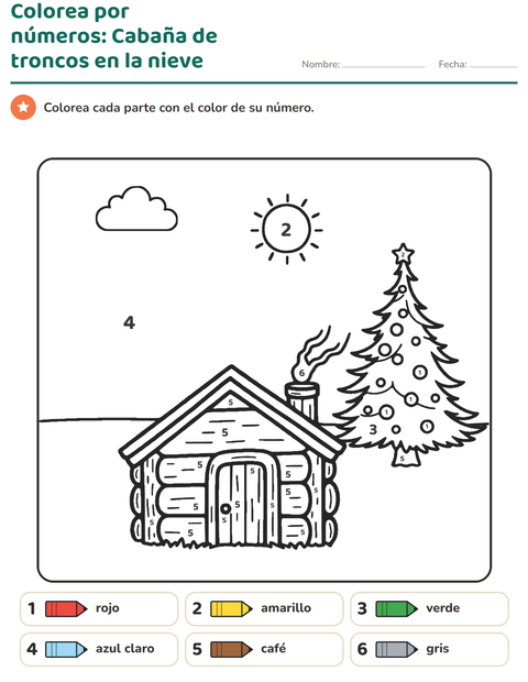 Vista previa de la hoja de Colorear por números para kínder