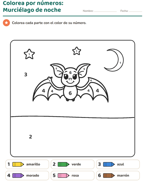 Vista previa de la hoja de Colorear por números para jardín infantil