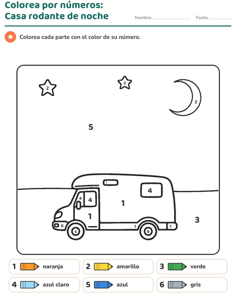 Vista previa de la hoja de Colorear por números para jardín infantil
