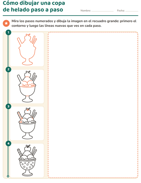 Cómo dibujar una copa de helado paso a paso