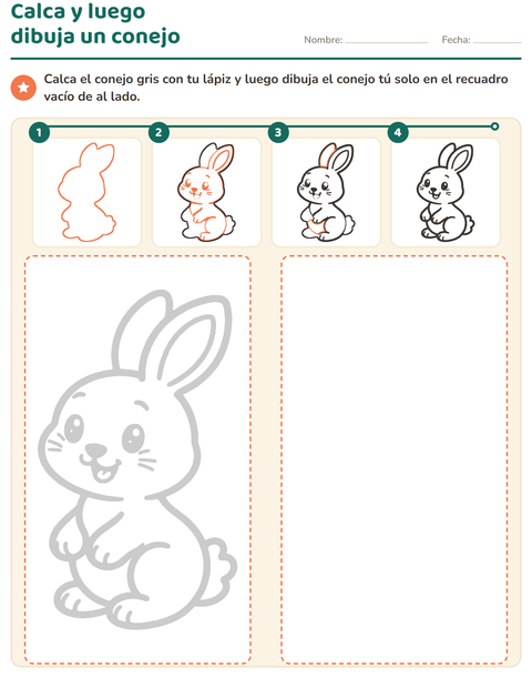 Calca un conejo y luego dibújalo tú solo