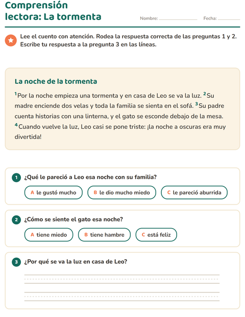 Vista previa de la hoja de Comprensión lectora para grado 2
