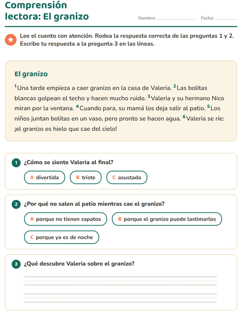 Vista previa de la hoja de Comprensión lectora para grado 2