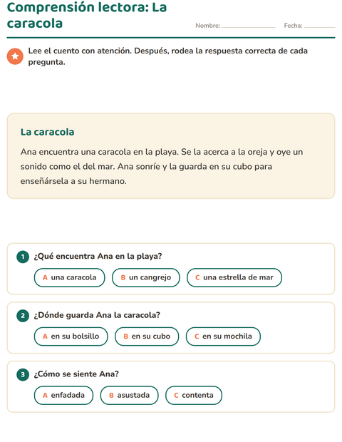 La caracola: un cuento corto de playa con tres preguntas