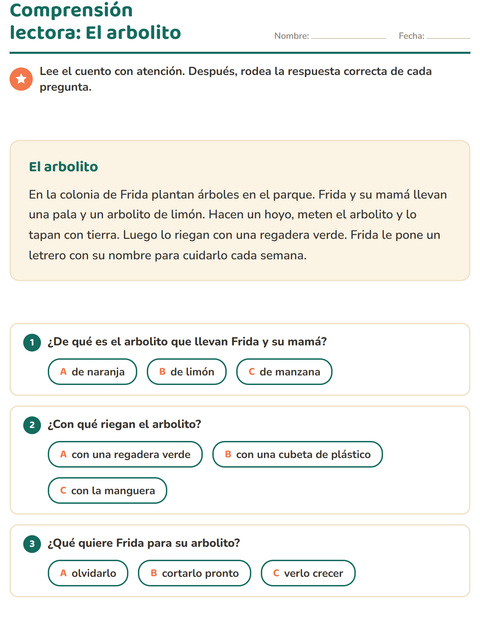 Vista previa de la hoja de Comprensión lectora para grado 2