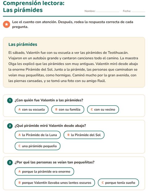 Vista previa de la hoja de Comprensión lectora para grado 2