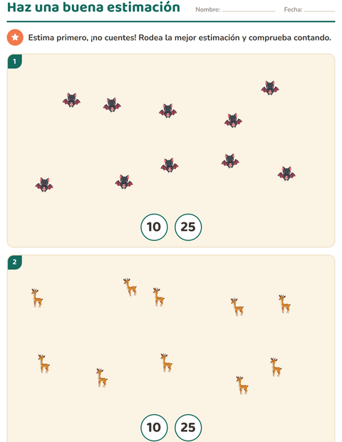 Vista previa de la hoja de Contar con dibujos con Animales para jardín infantil