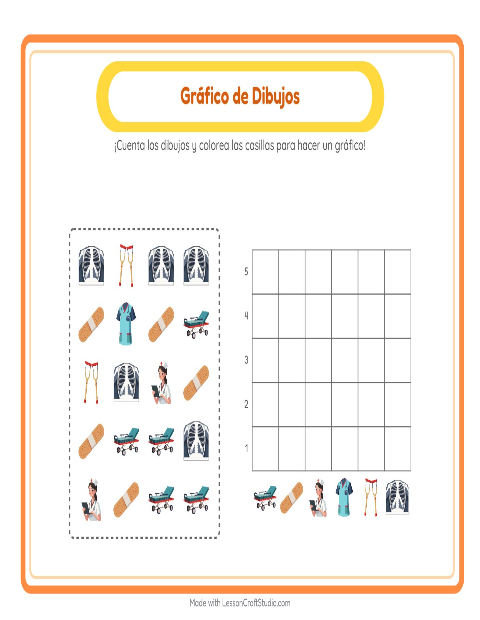 Vista previa de la hoja de Contar En Gráfico con Accesorios para jardín infantil