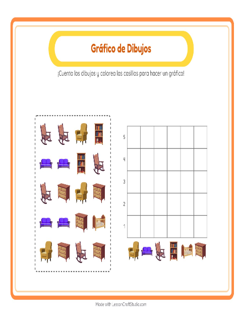 Vista previa de la hoja de Contar En Gráfico con Accesorios para jardín infantil