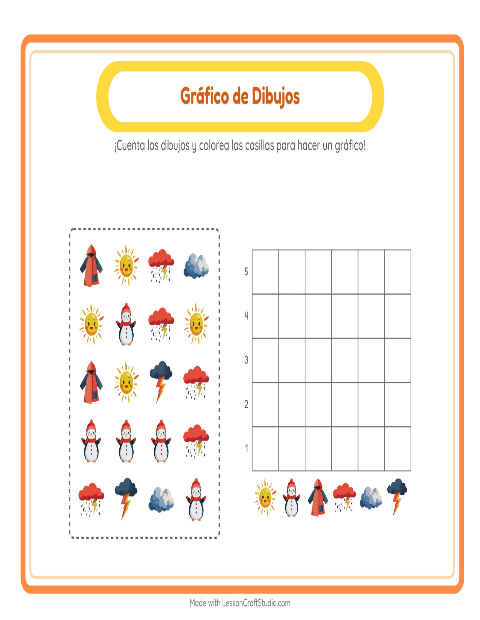 Vista previa de la hoja de Contar En Gráfico con Accesorios para jardín infantil