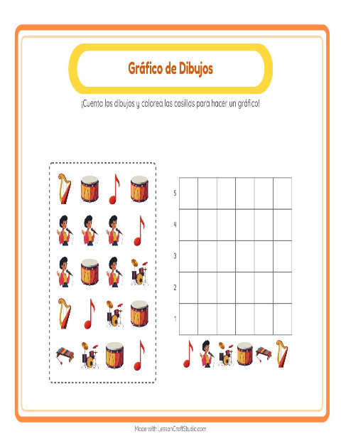 Vista previa de la hoja de Contar En Gráfico con Accesorios para jardín infantil