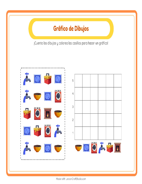 Vista previa de la hoja de Contar En Gráfico con Accesorios para jardín infantil