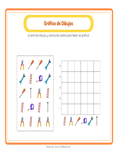 Vista previa de la hoja de Contar En Gráfico con Accesorios para jardín infantil