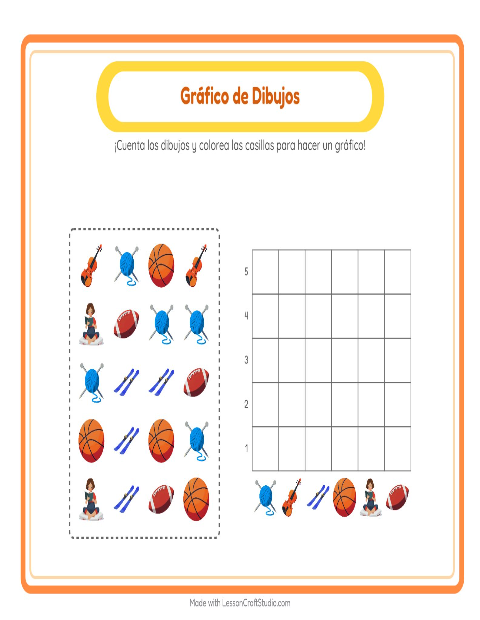 Vista previa de la hoja de Contar En Gráfico con Accesorios para jardín infantil