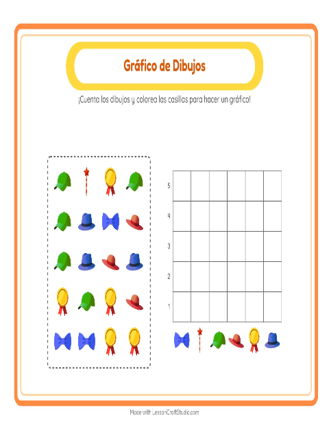 Vista previa de la hoja de Contar En Gráfico con Accesorios para jardín infantil