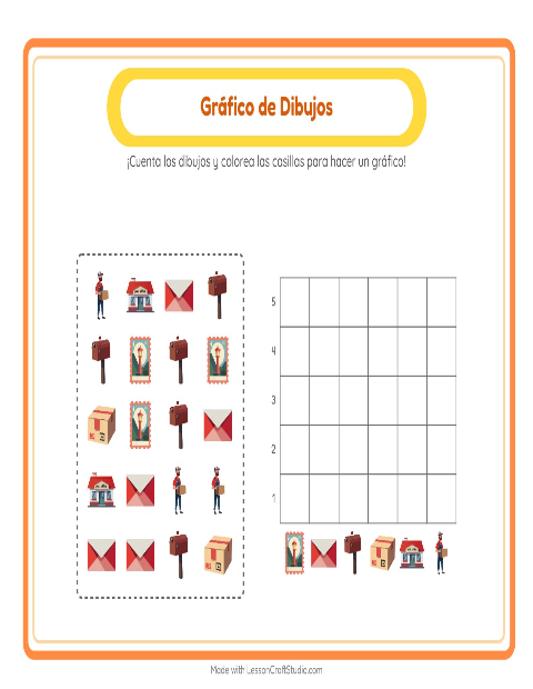 Vista previa de la hoja de Contar En Gráfico con Oficina de correos para jardín infantil