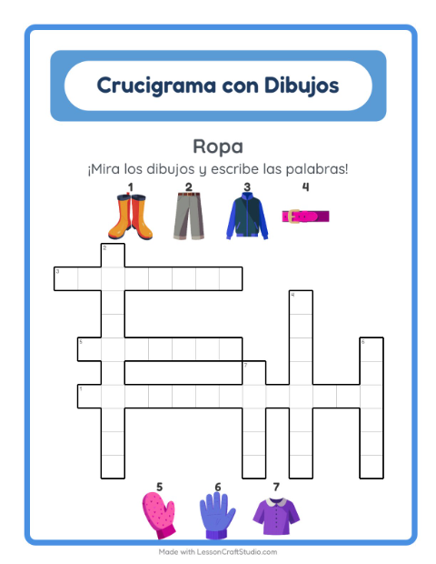 Crucigrama con Ropa