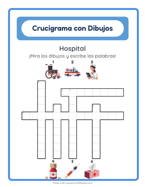 Vista previa de la hoja de Crucigrama para grado 2