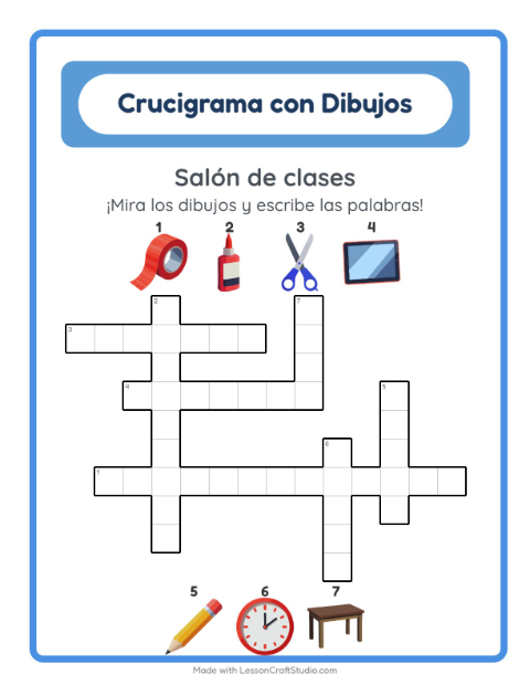 Vista previa de la hoja de Crucigrama para grado 2