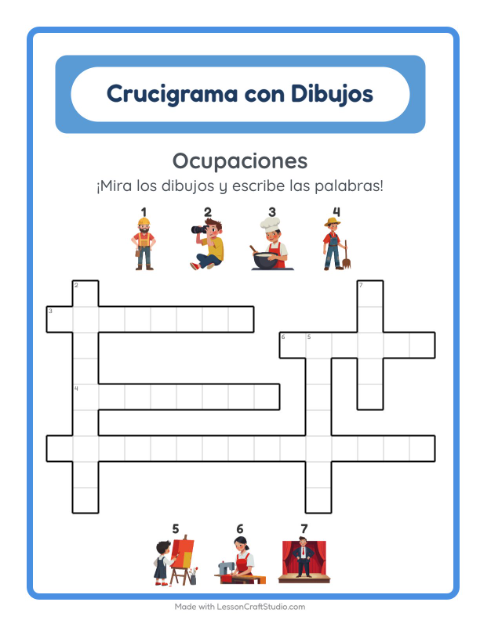 Vista previa de la hoja de Crucigrama para grado 2