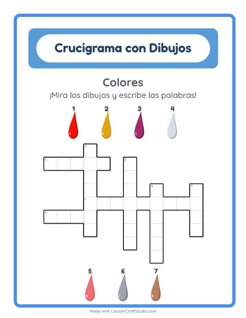Vista previa de la hoja de Crucigrama para grado 2