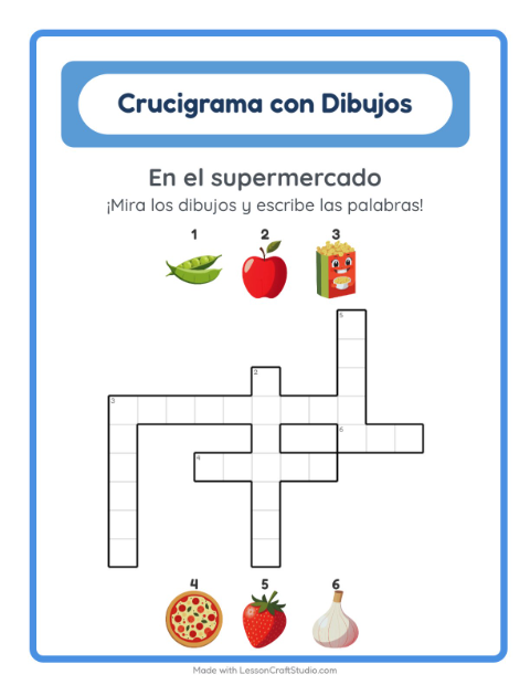 Vista previa de la hoja de Crucigrama para grado 2
