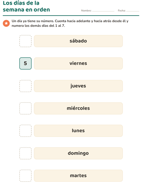 Vista previa de la hoja de Días y meses para jardín infantil